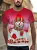 Men Christmas 3D Print T-shirt Santa Snowman Pattern Summer Casual Top