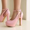 Women's High-heeled Single Shoes Spring and Summer New Waterproof Table Thick Heel Large Size Versatile Low-top Shoes