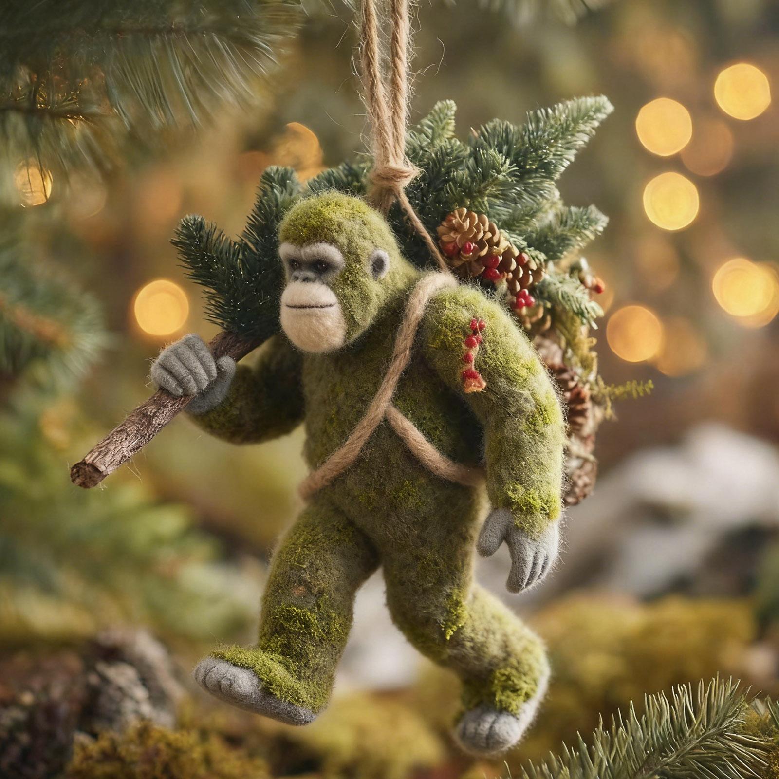 

Christmas Gorilla Ornament Hanging Decoration with Tree Carrying Design for Home Car Holiday Seasonal Festive Atmosphere Decoration