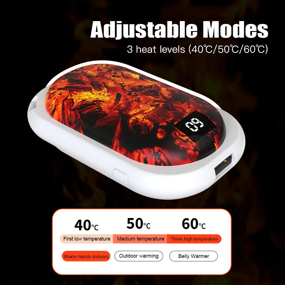 2-In-1 Portable Hand Warmers with 3 Adjustable Temperature USB Rechargeable Hand Heater Power Bank