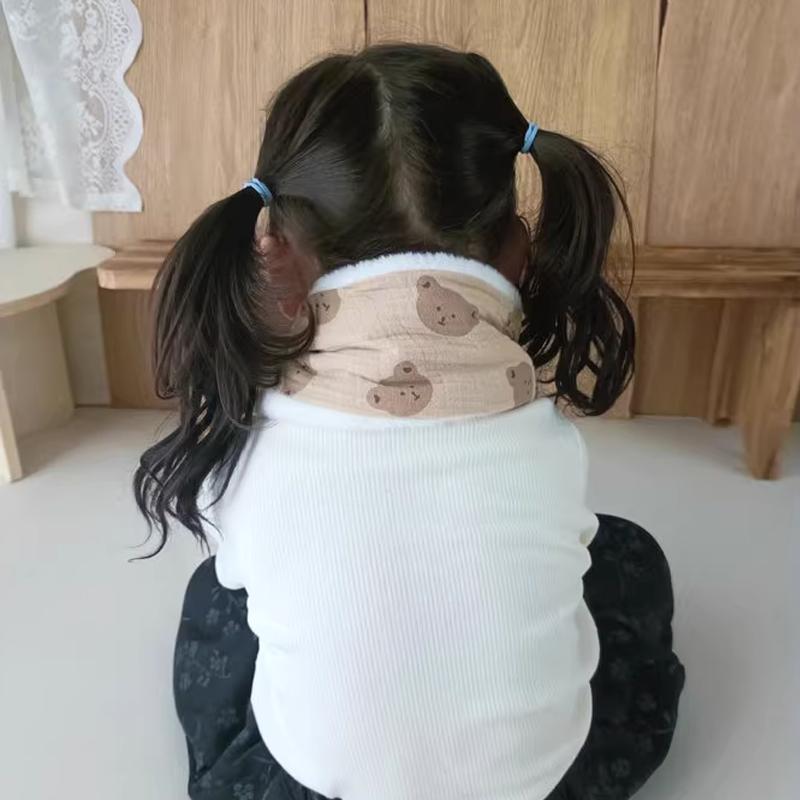 Non-Toxic Korean Bear Print Baby Scarf Winter Plush Cross Scarves For Kids Children Warm Neckerchief Scarves Baby Accessories 1-6Y
