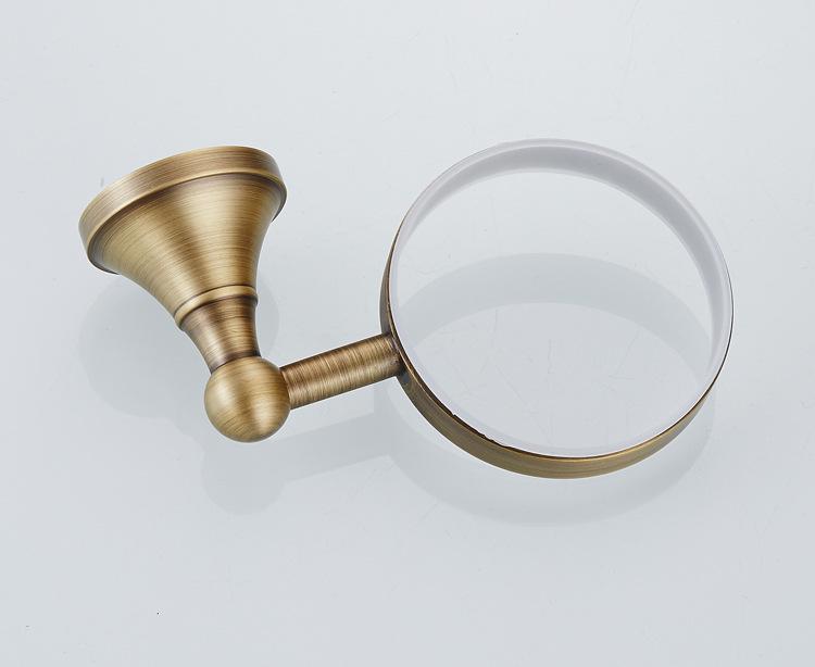 Retro Brass Toilet Brush Holder with White Ceramic Cup - European Antique Style Bathroom Hanger