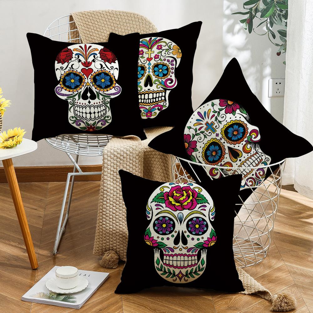 New Day of The Dead Skull Pillow Cover Skull Decoration Sofa Bedroom Pillow Cover Bedside Backrest