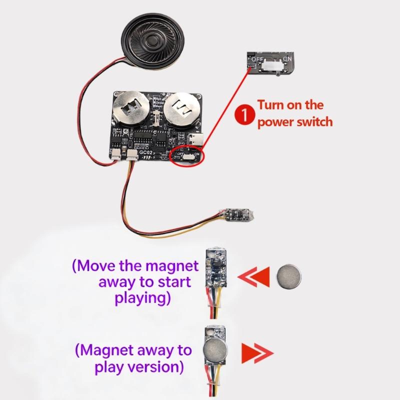 8MB Speicher Magnetischer Schalter Sprachaufnahmemodul Herunterladbares Soundmodul Einstellbar Für Kreative Projekte