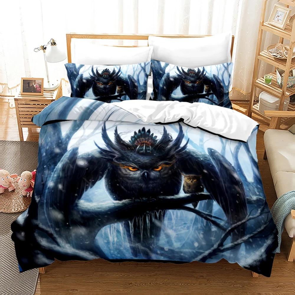Anime Monster Sängkläder Set Enkelt Twin Full Queen King Size Djur Etikett Lejon Varg Sängset Vuxen Barn Sovrum Påslakanset