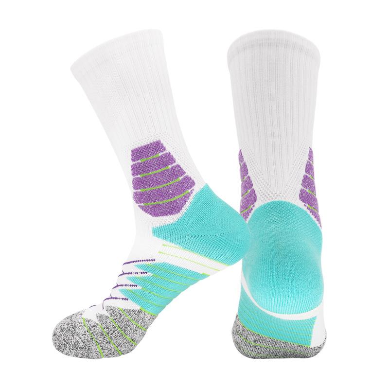 Medium Tube Cotton Non-Slip Sweat-Absorbing Running Socks Thickened Towel Bottom Sports Cotton Socks High-Top Pure Practical Basketball Socks