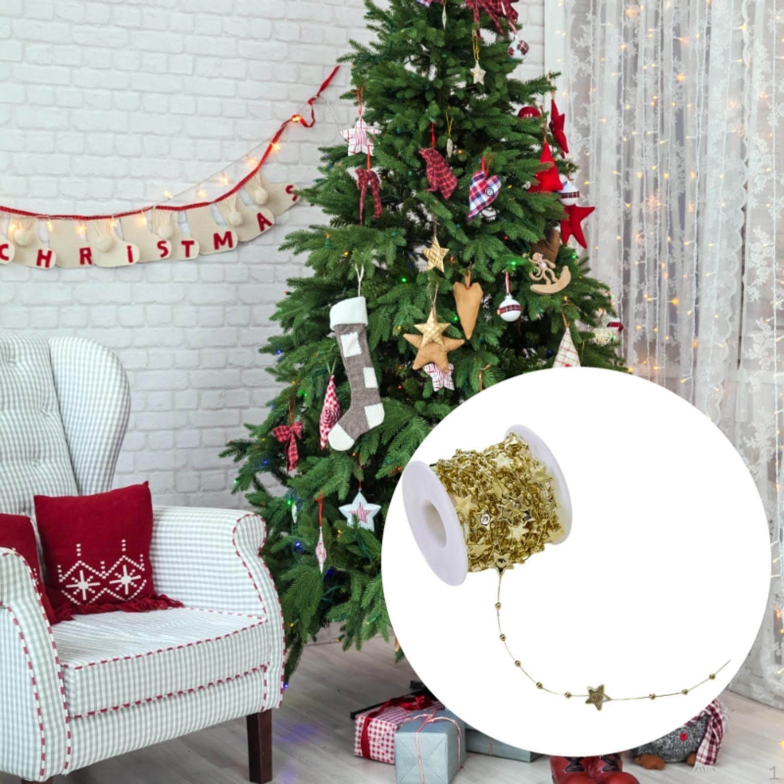 

Гирлянда из бисера для рождественской елки 32,8 фута цепочка из бисера рулон Gold Star