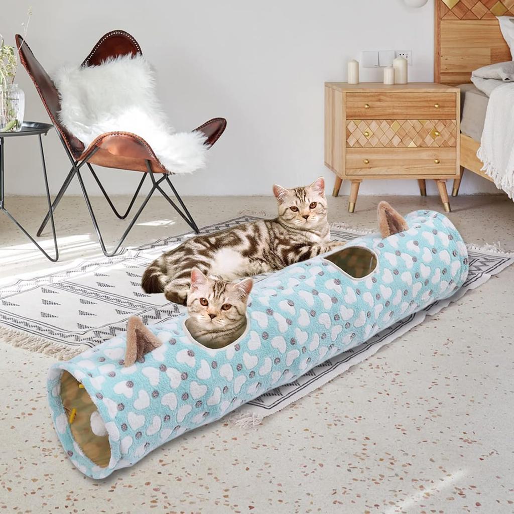 Cat Tunnels for Indoor Cat, Pet Cat Tunnel Tube Cat Toys Collapsible, Cat Play Tent Interactive Toy Cat House Bed with Balls for Cat Kitten- Heart