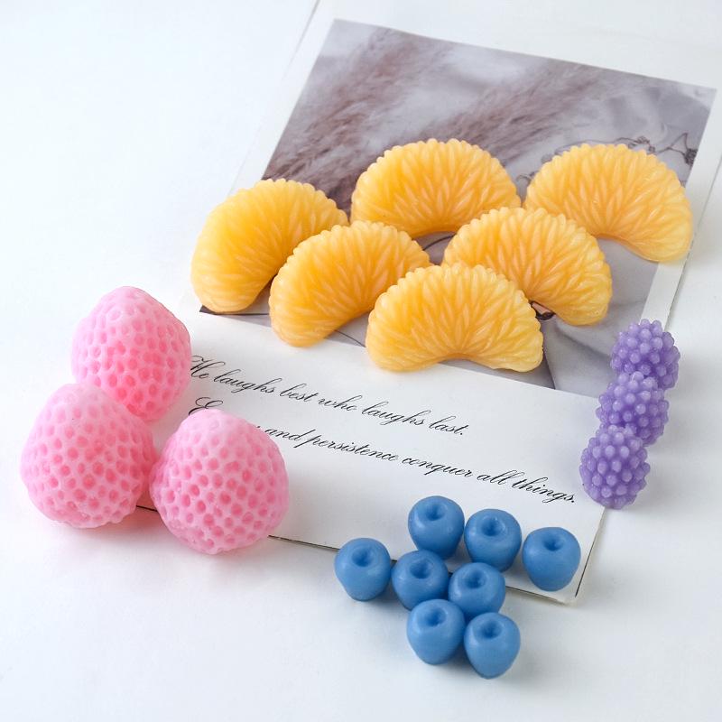 Silikon Fondantform für Fruchtserie: Orange, Erdbeere, Blaubeere, Himbeere