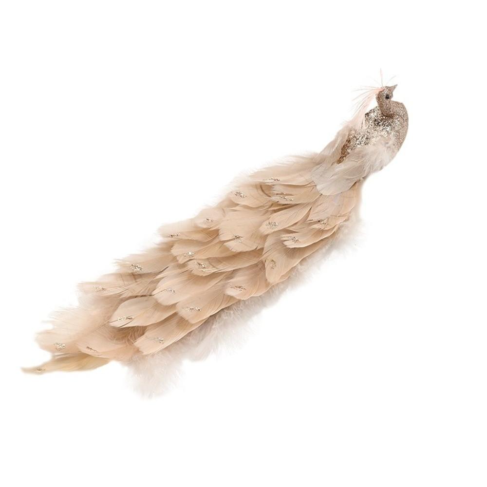 Colorful Artificial Christmas Peafowl Glitter Feather Simulation Peacock  Garden Decoration