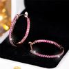 Cute Small Green Blue Red Zircon Stone Hoop Earrings For Women Charm Female Rose Gold Color Wedding Jewelry Gift
