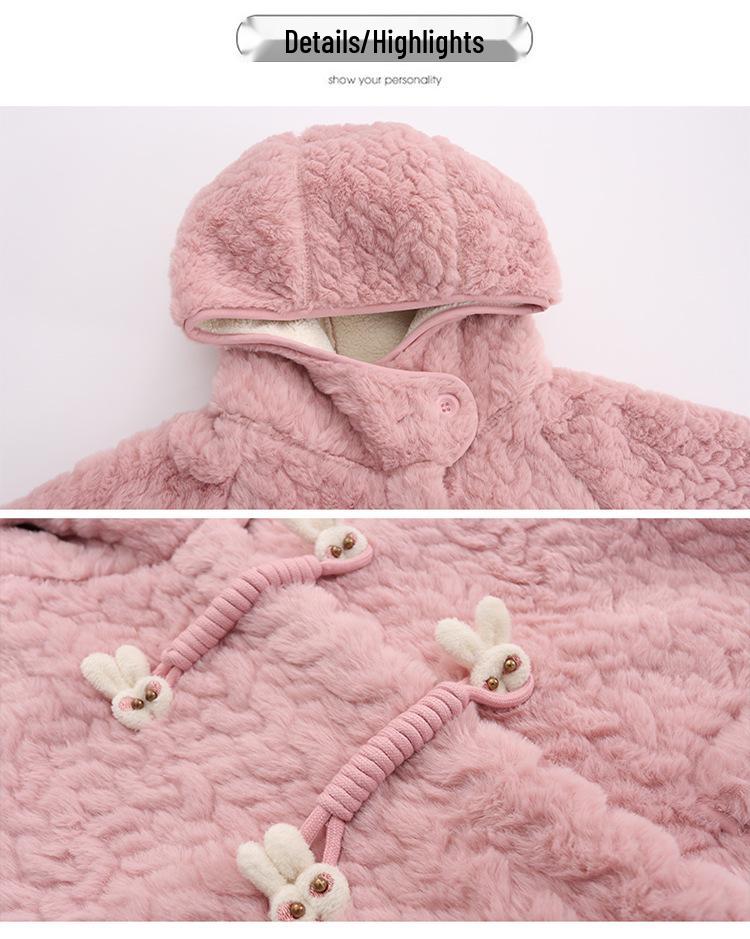 2025 Girls' Fleece-Lined Lamb's Wool Coat: Thick, Stylish Winter Wear for Children