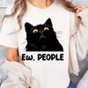 Womens Black Cat Print TShirt Versatile Fashion Street Style Summer Short Sleeve Casual Tops Women And Unisex Tshirt