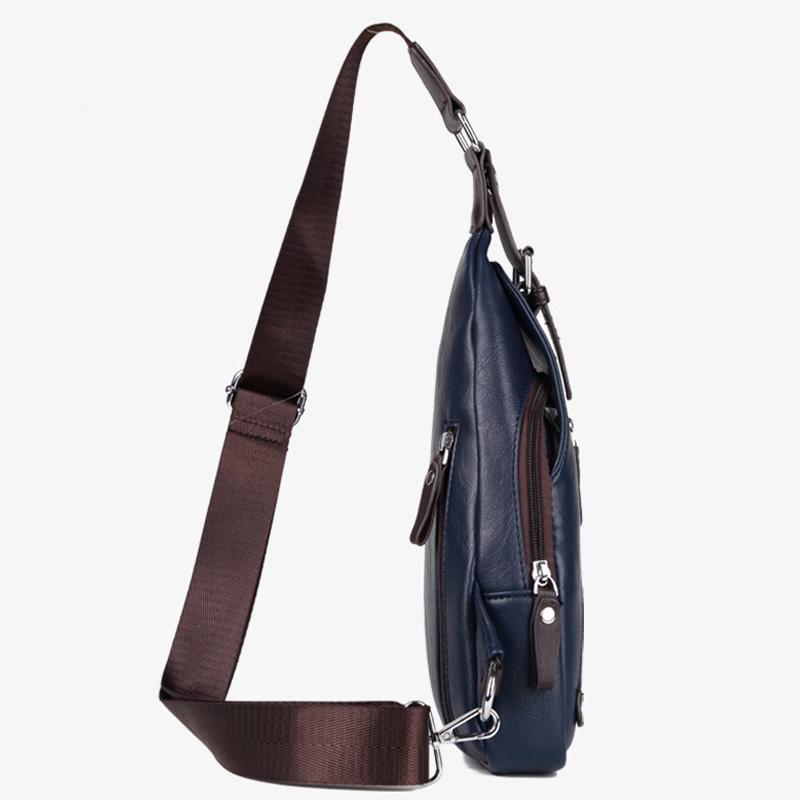 PU-Leder-Herren-Brusttasche, multifunktionale Einzelgurt-Anti-Diebstahl-Brusttasche mit verstellbarem Schultergurt, Messenger-Tasche