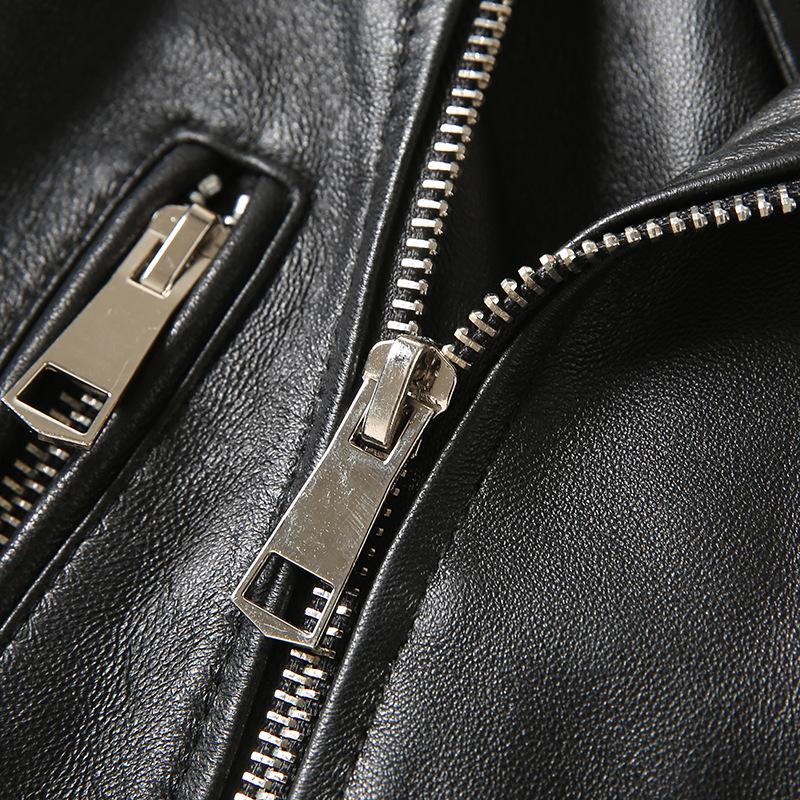 Genuine Leather Jacket Female Celebrity Same Style Jacket Sheepskin Motorcycle Leather Jacket Slim Fit