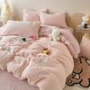 Winter A-class Lamb Plush Cute Rabbit Plush Embroidered Four Piece Set Thick Warm Duvet Cover Double-sided Plush Bedroom Bedding
