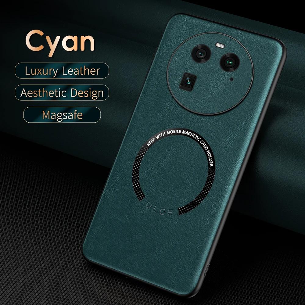 For OPPO Find X6 X6 Pro Fine Hole PU Cow Pattern Leather Outer Magnetic Ring Soft Edge Anti-Drop Anti-Fingerprint Phone Case