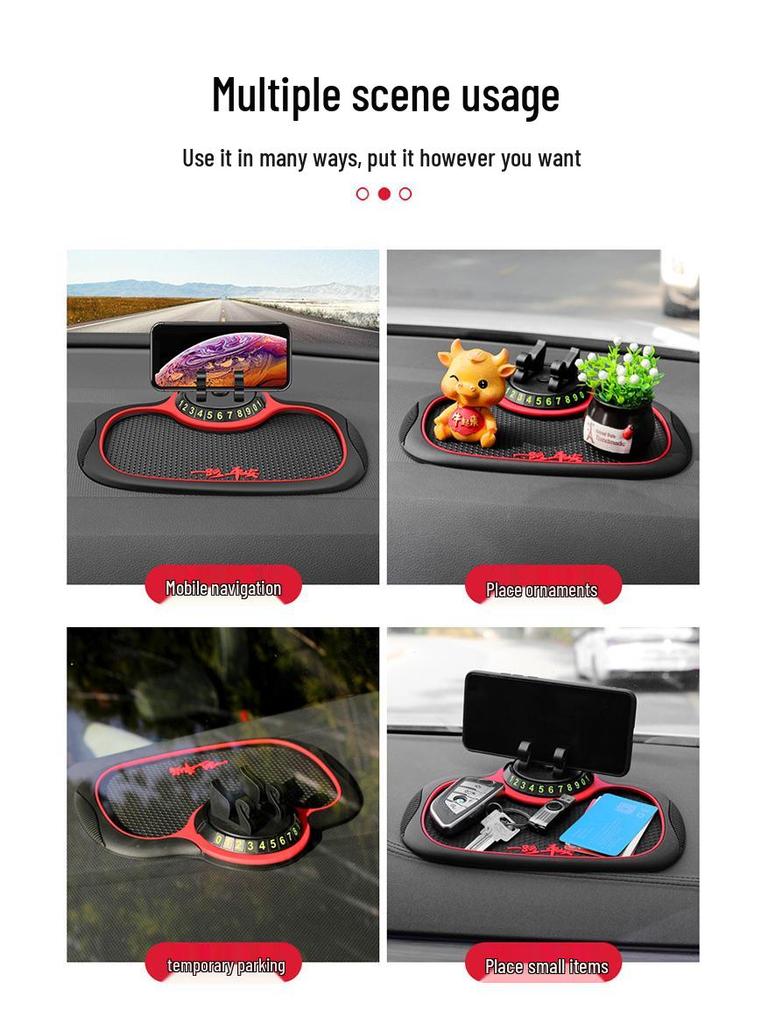 Car Non-Slip Phone Holder & Temporary Parking Plate - Heat & Wear Resistant Dashboard Mat.