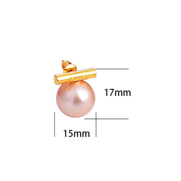 2026 Minimalist French Pearl Stud Earrings - Gold Bar Pinkish Faux Pearl Drop Earrings for Women Light Luxury Jewelry