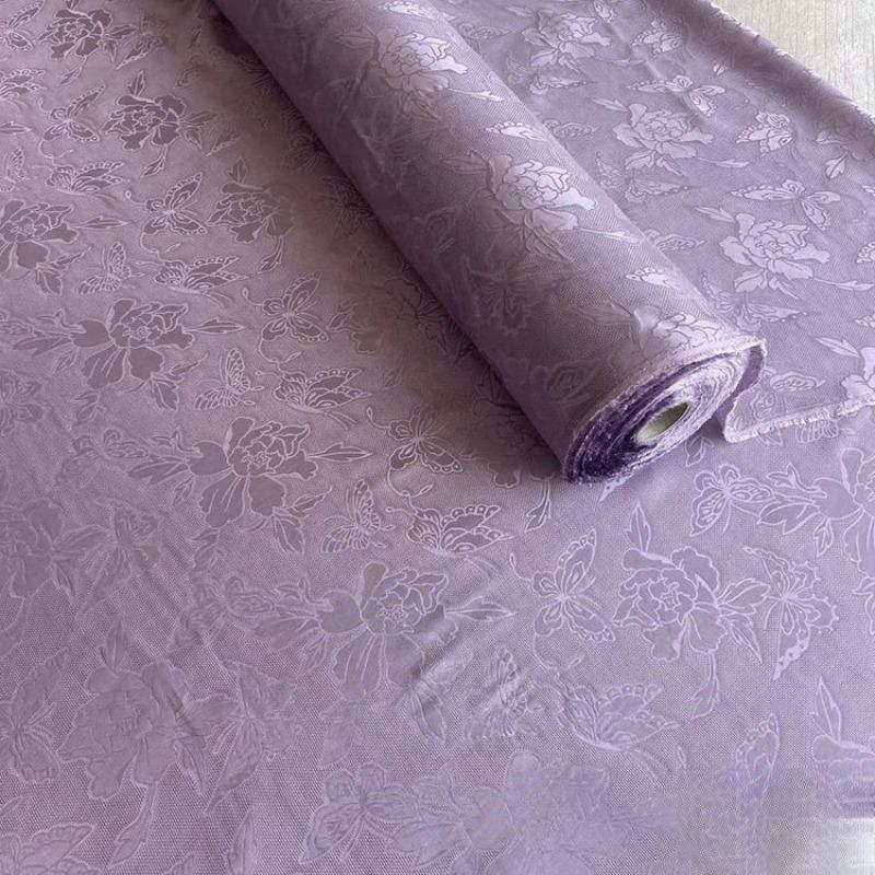 Breathable Mulberry Silk Jacquard Fabric Hollow Flower Luo Silk Fabric for Sewing Traditional Chinese Dress Cheongsam Clothes