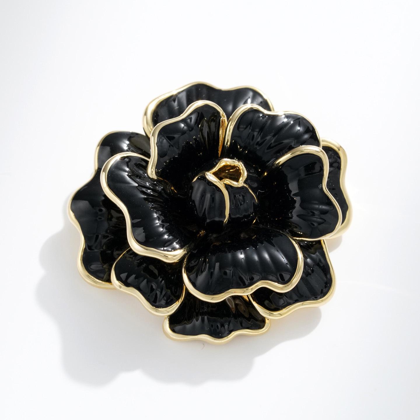 Bo Xin Yun Handmade Enamel Gilded Copper Camellia Flower Brooch
