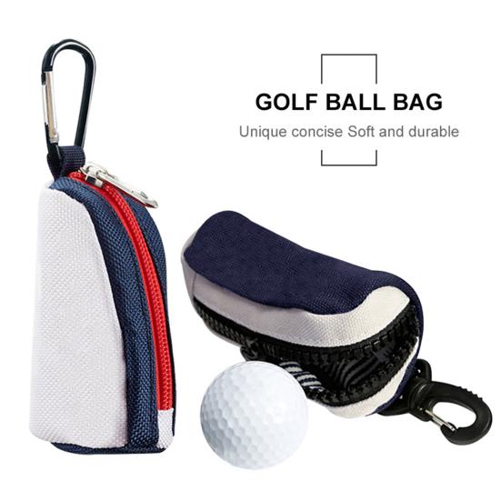 Golf Ball Pouch Compact Zipper Golf Accessory Portable Polyester Mini Bag for Sporting