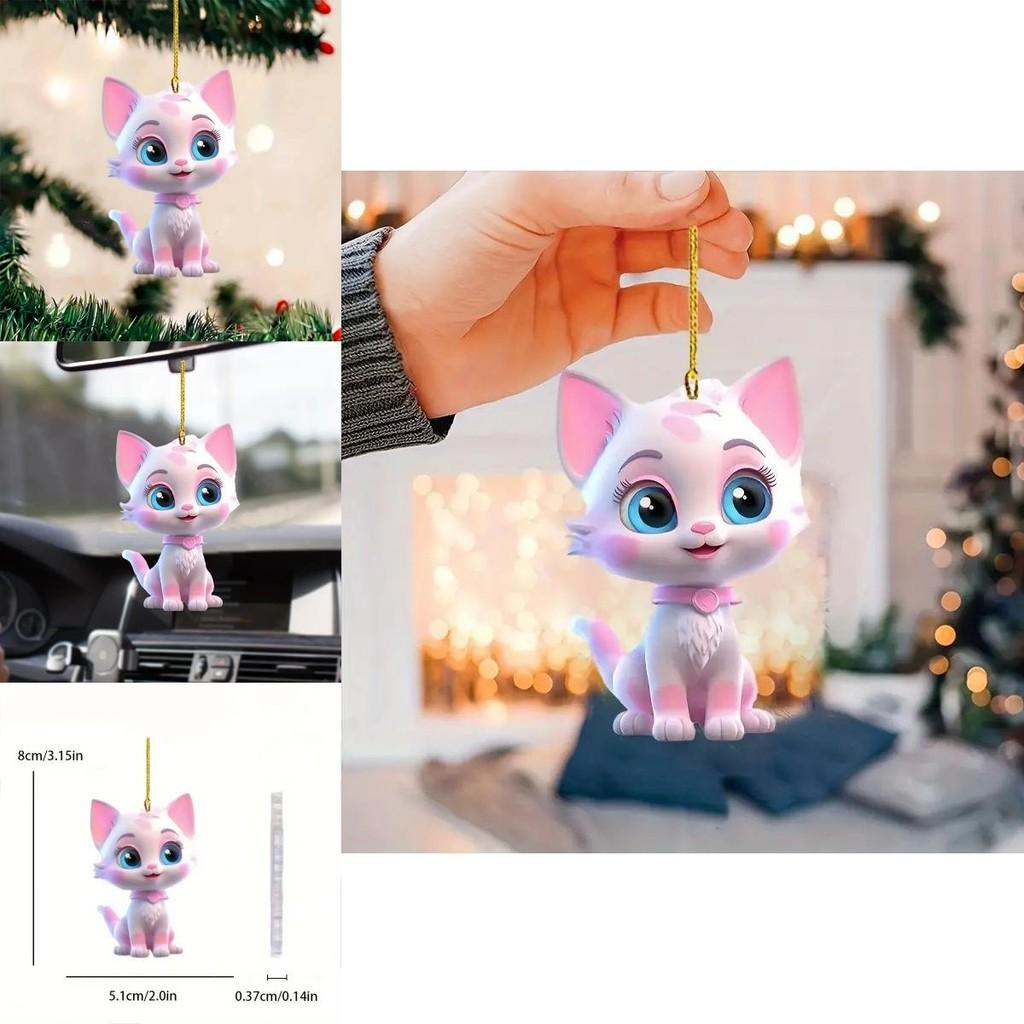 Adorable Pink Acrylic Cartoon Style Car Hanging Decoration For Trendy Vehicle Decor