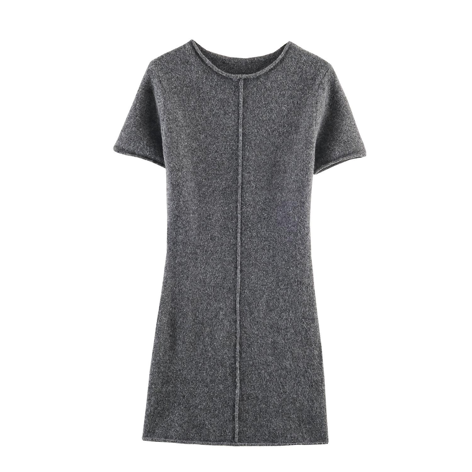 2025 Autumn/Winter Elegant Women s Knit Dress with Waist-Cinching Design Medium серый