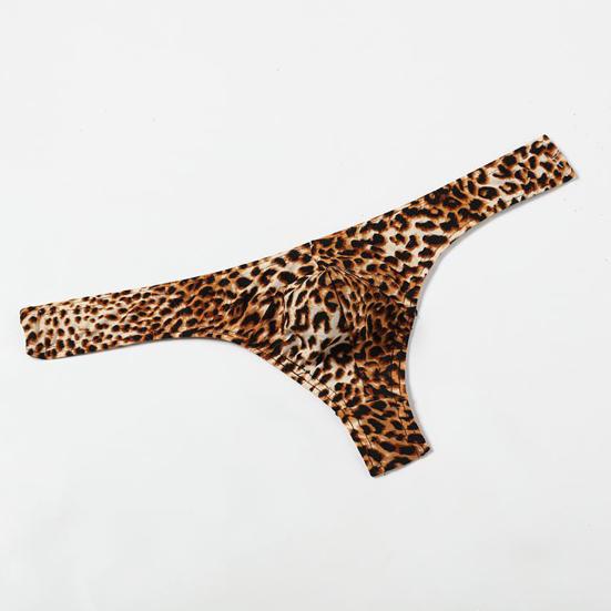 Underwear Leopard Print Breathable Men T Shape Underpants Thongs Daily Life
