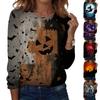 Womens Halloween Printed Pullover Sweatshirt Long Sleeve Crewneck Top Casual Lightweight Pullover Shirt for Fall and Winter