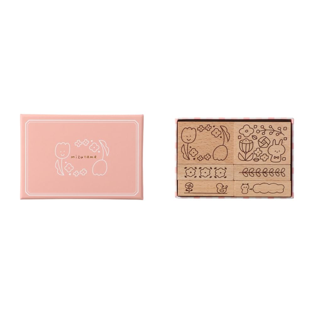 

Mizutama Marks Wooden Stamp Set, Flower, MZT-STM2-A
