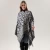 Women Men Knitted Shawl With Tassels Floral Warm Faux Cashmere Wrap Scarf Winter