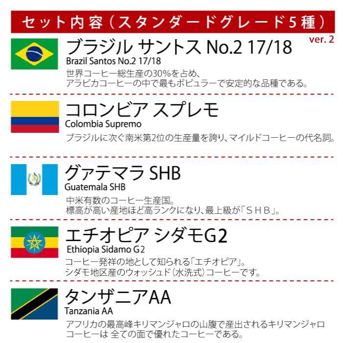 Matsuya Coffee Green coffee beans standard trial 5 types pack x 5 (100g types)