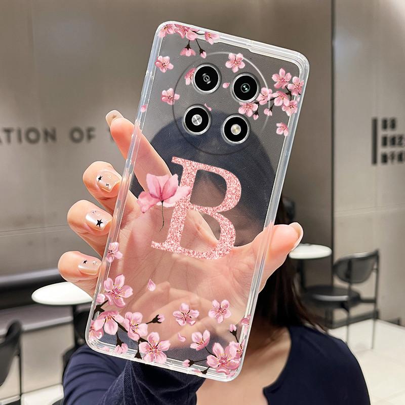 Letter Case For OPPO A2 Pro 5G Capa Coque Fashion Flower Back Cover Transparent Soft Silicone TPU Clear Printing Phone Casing