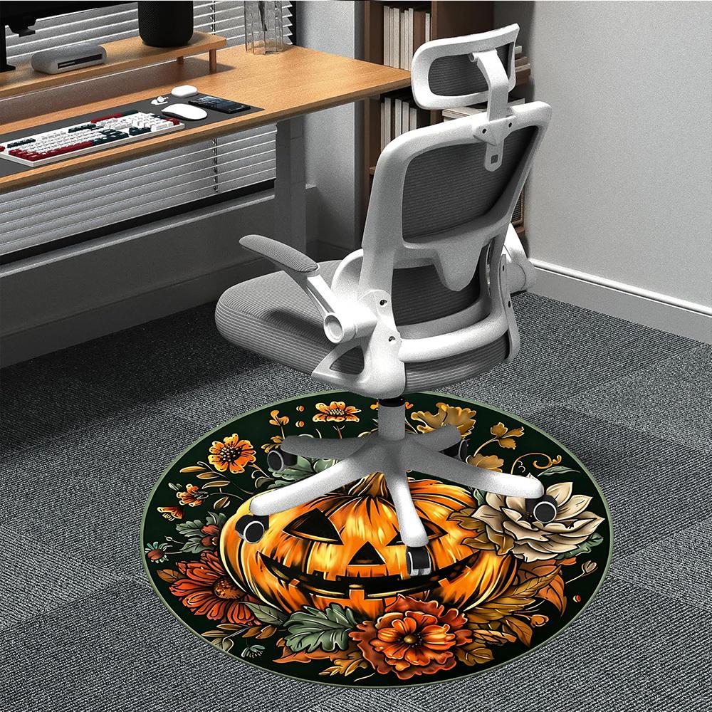 

1pc Halloween Pumpkin Decorations Chair Carpet for Office Non-Slip, Machine Washable Rug for Office, Room - Holiday Decor, Machine Made yy251016155 80cm by 80cm