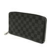 Used 12564 Zippy Organizer N63077 7940 Old Model Logo Black Gray Zip Around Damier Graphite Noir Men's from Japan