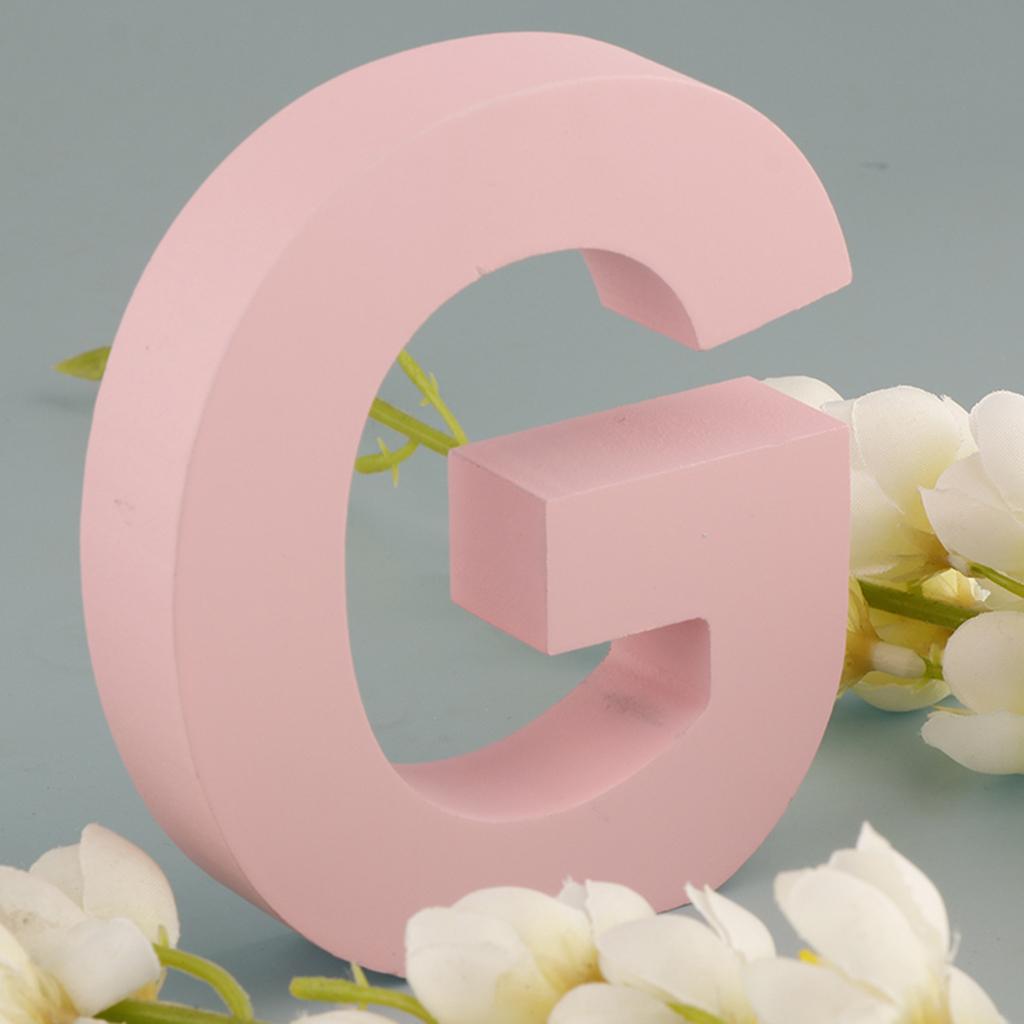 Dřevěné Růžové 26 Písmen Abecedy Svítící Písmena Nástěnná Dveřní Závěsná Cedule A-Z pro Dětský Pokoj Pokojíček Dekorace