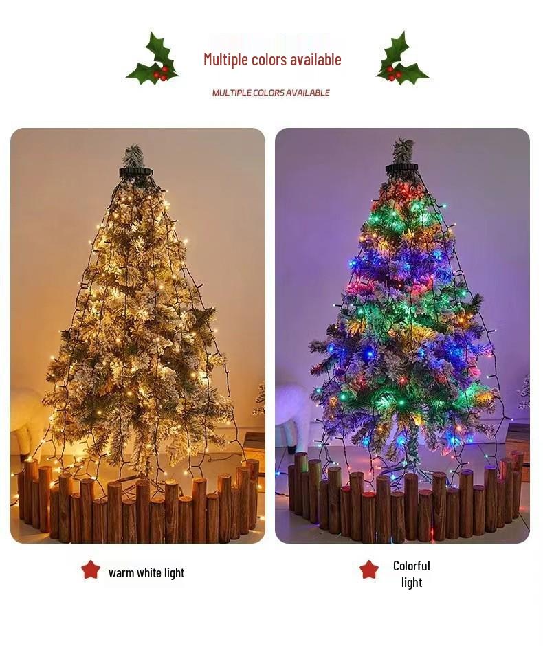 LED Christmas Tree Topper: USB-Powered Star Waterfall Lights, Decorative Hanging Flow Lights