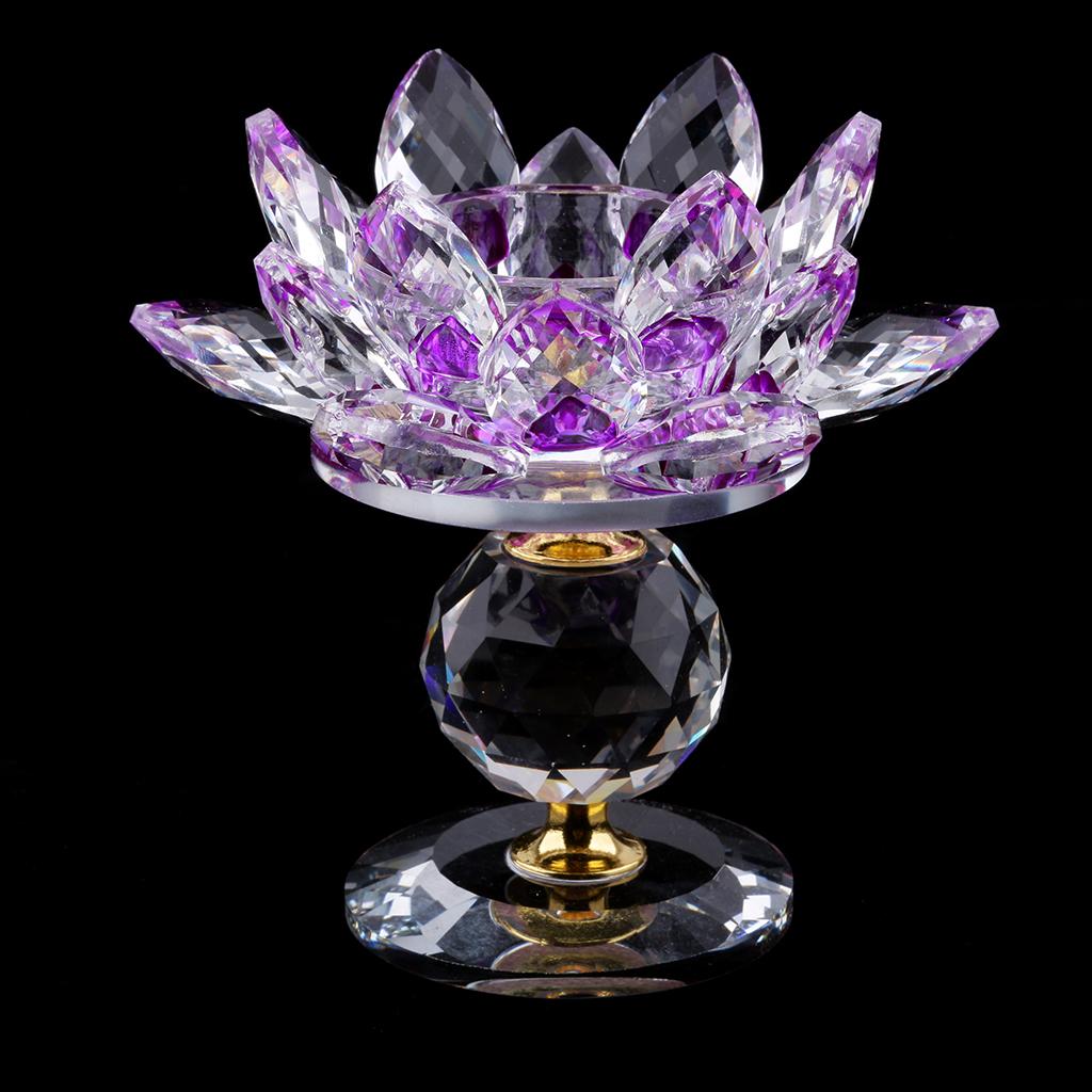 

Crystal Block Lotus Flower Big Tealight Candle Stand Holder Candlesticks фіолетовий