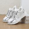 TUINANLE Women's Fashion Shoes: Shimmering Silver Styles, Dazzling Sneakers, and Trendy Casual Lace-up Sneakers