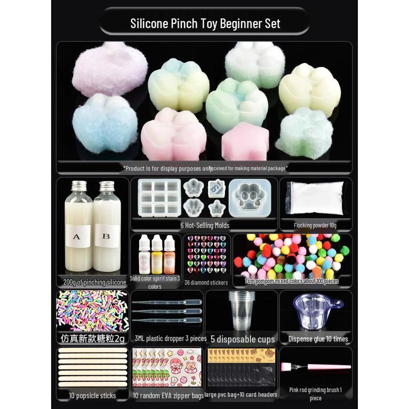 

Набір для зняття стресу з епоксидної смоли та силікону: М яке, таке, що можна щипати мочі та антиприлипаючий порошок