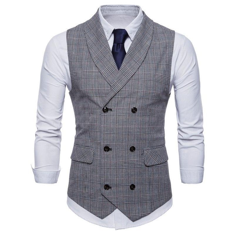 Chaleco de Negocios a Cuadros de Verano para Hombre - Chaqueta sin Mangas Estilo Europeo