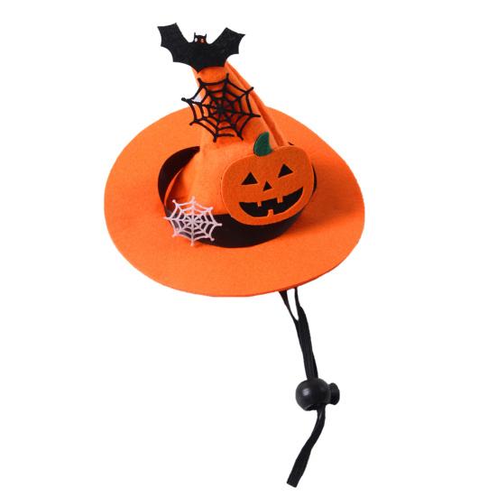 huaqianguhh Halloween Dog Hat, Adjustable Cat Witch Pumpkin Bat Cobweb Pet Hat for Small Medium Dogs Cats Holiday Costume Photo Prop