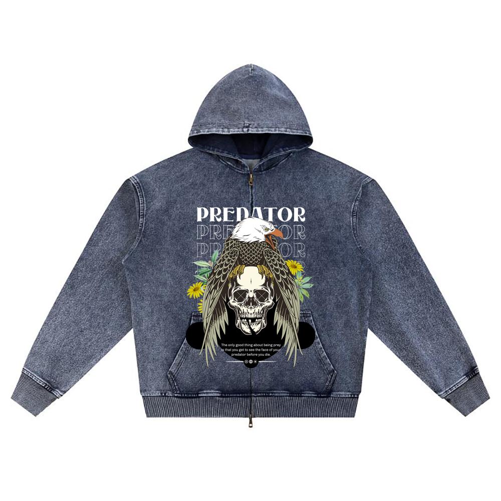 

DTG print Knitted Denim Zip-Up Hoodie A Hunter s Guide Brother Print Zipper Hoodies XL темно-синий