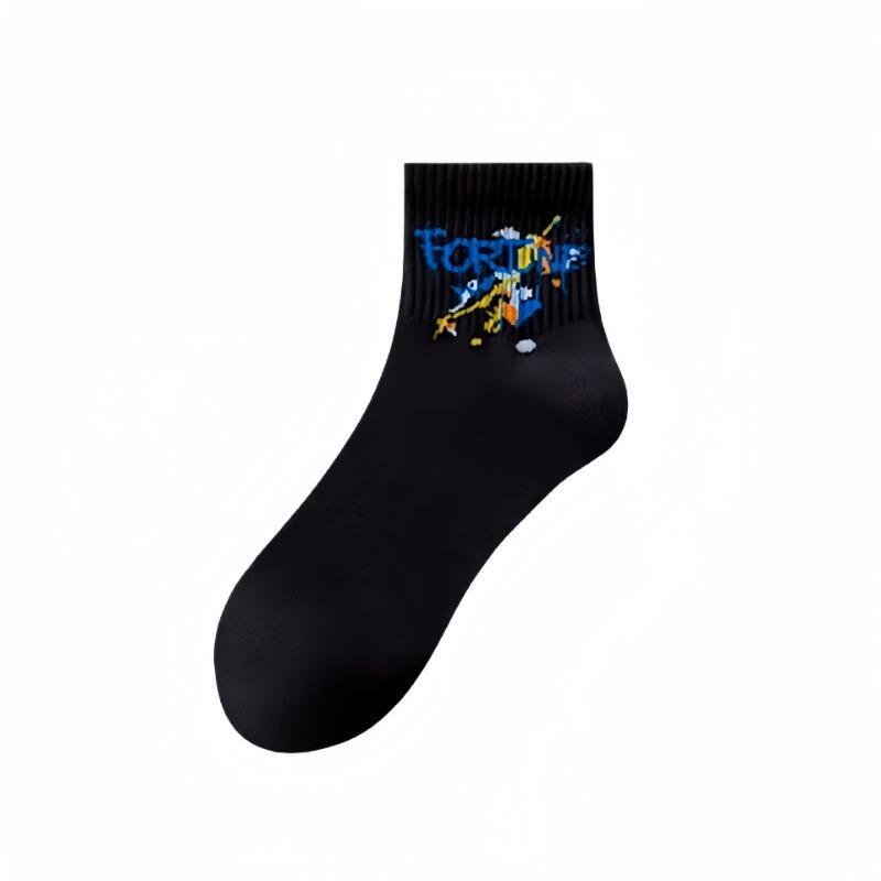 5 Pairs of Men's Spring and Autumn Pure Cotton Anti Odor Youth Sports Tube Socks