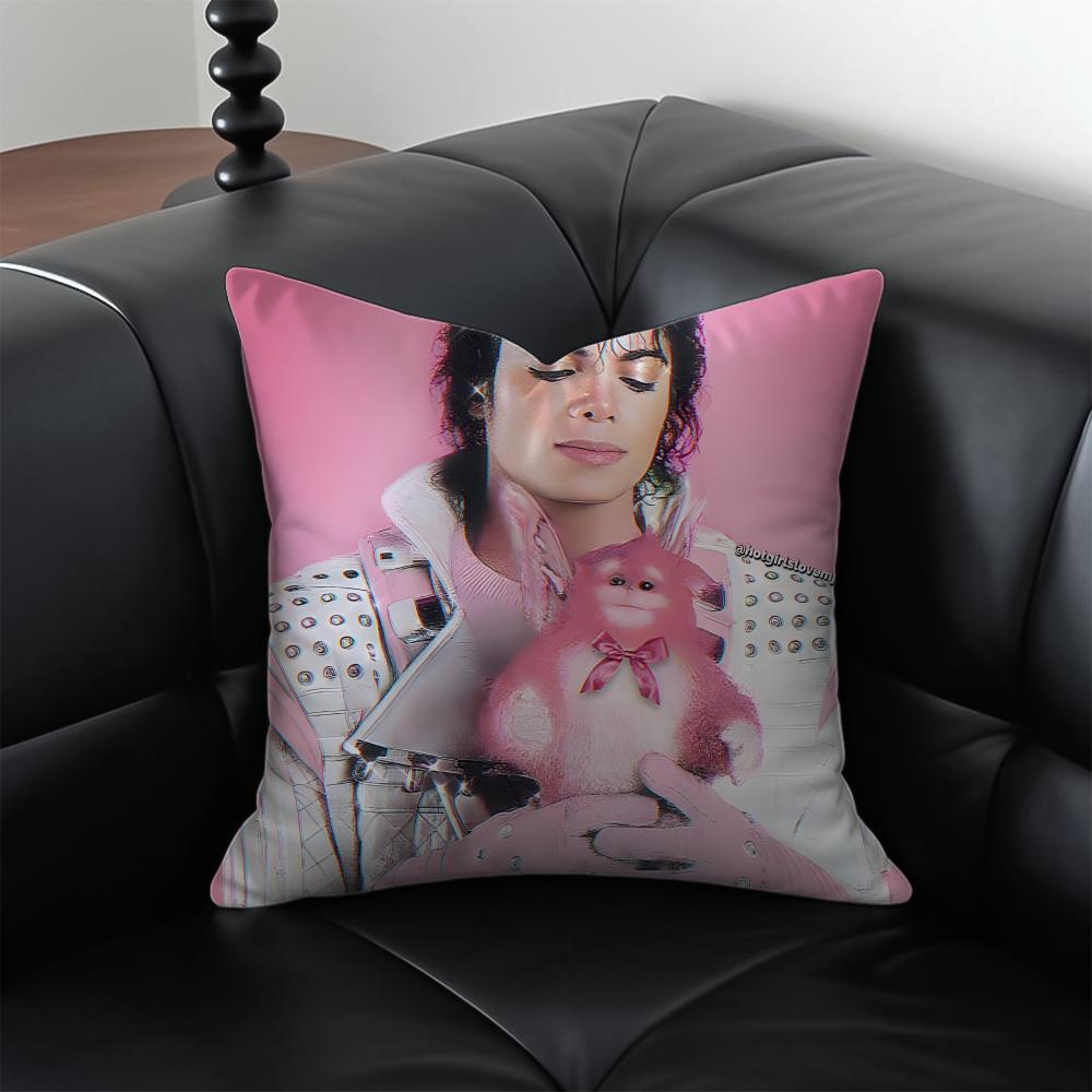 M-Michael Jackson Pop King Cushion Cover Pillow Case Anti-Dustmite Invisible Zipper Silky Plush Cushion