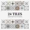 24 European Mandala Flower Tile Stickers: Waterproof, Self-Adhesive PVC for Kitchen & Bathroom Walls