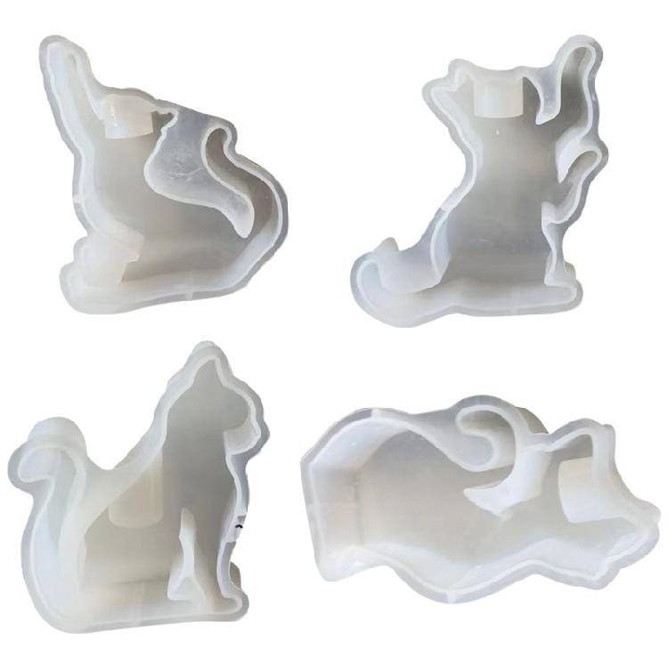 Candle Holder Creating Silicone Mold Resin Cat Shaped Candlestick Mold