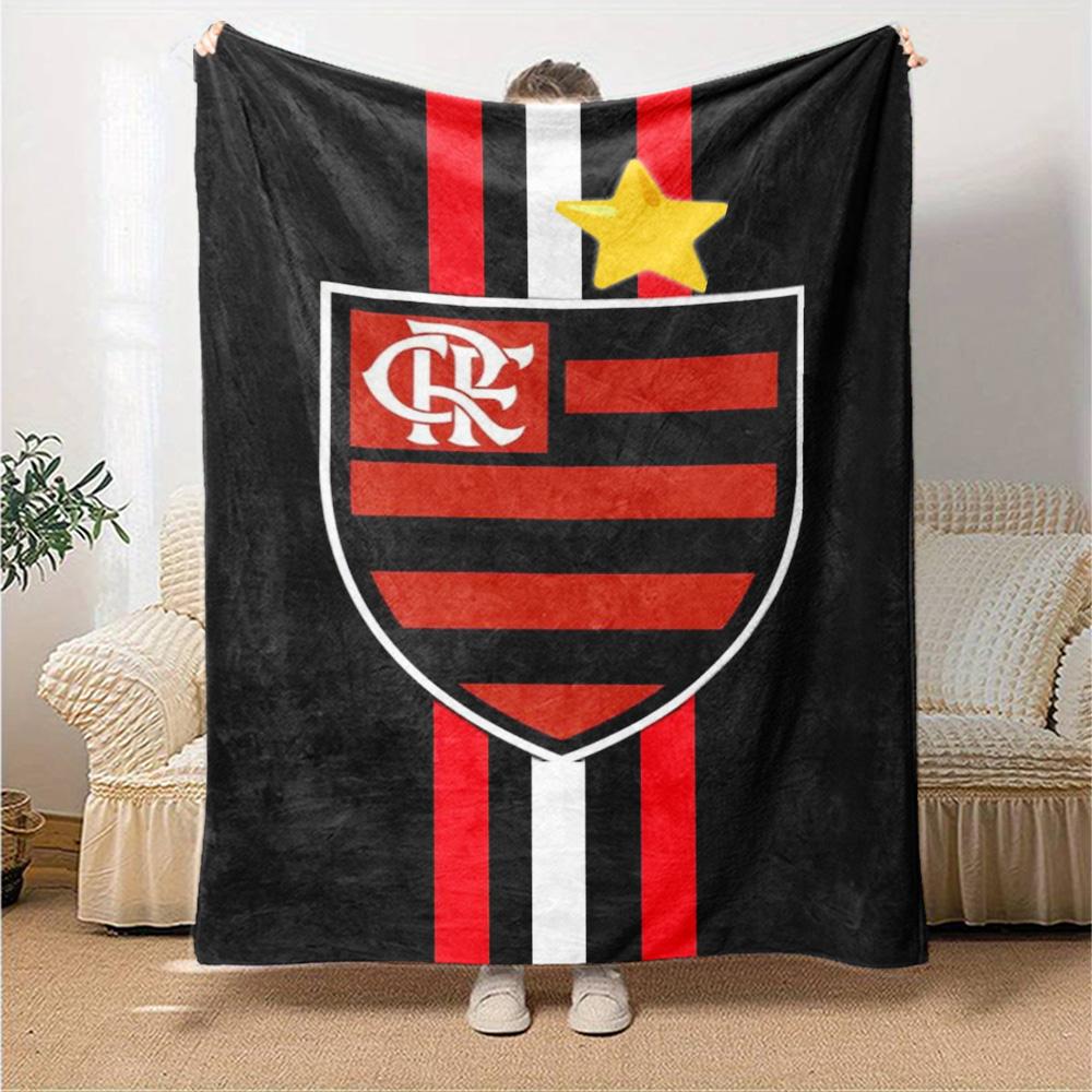 Flamengo logo Print Flannel Blanket High Quality Warm Comfortable Cover for All Seasons Perfect for Gifts Home Decor