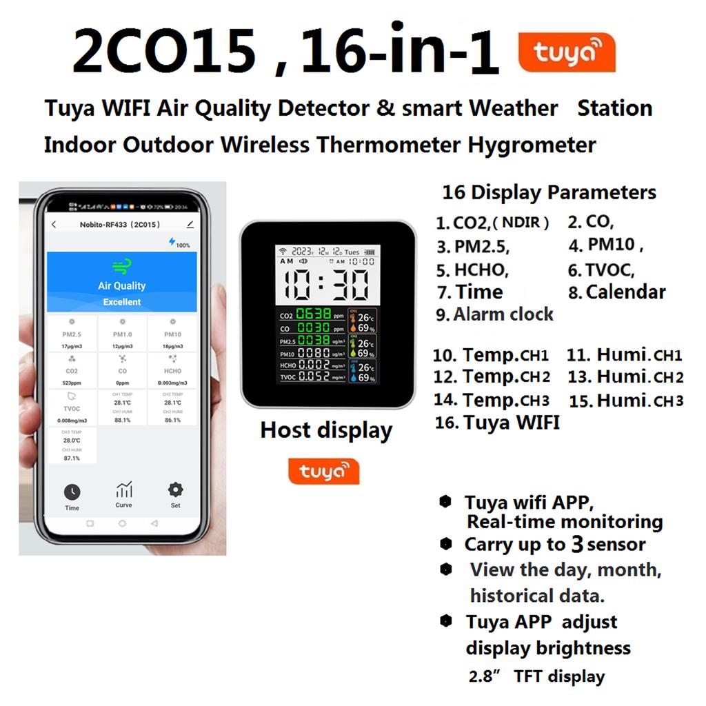 16in1 Air Quality Detector CO2 Detector TVOC HCHO PM2.5 PM10 PM1.0 Detector Humidity Temp
